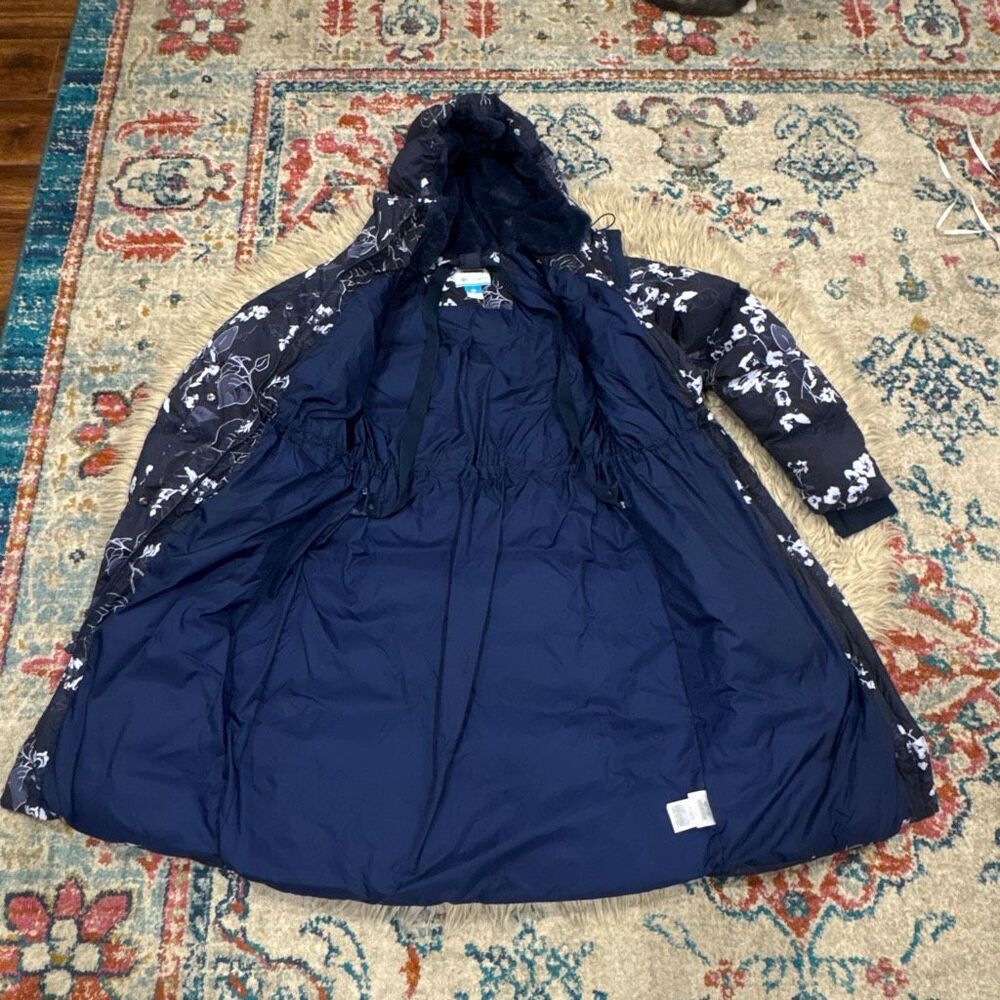 Columbia Women's Navy Floral Long Puffer Coat - Picture 9 of 13
